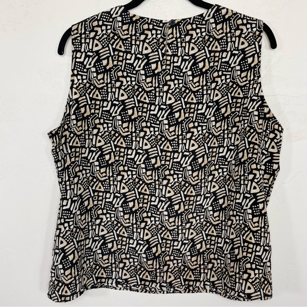 Vintage Notations Abstract Design Sleeveless Blou… - image 3
